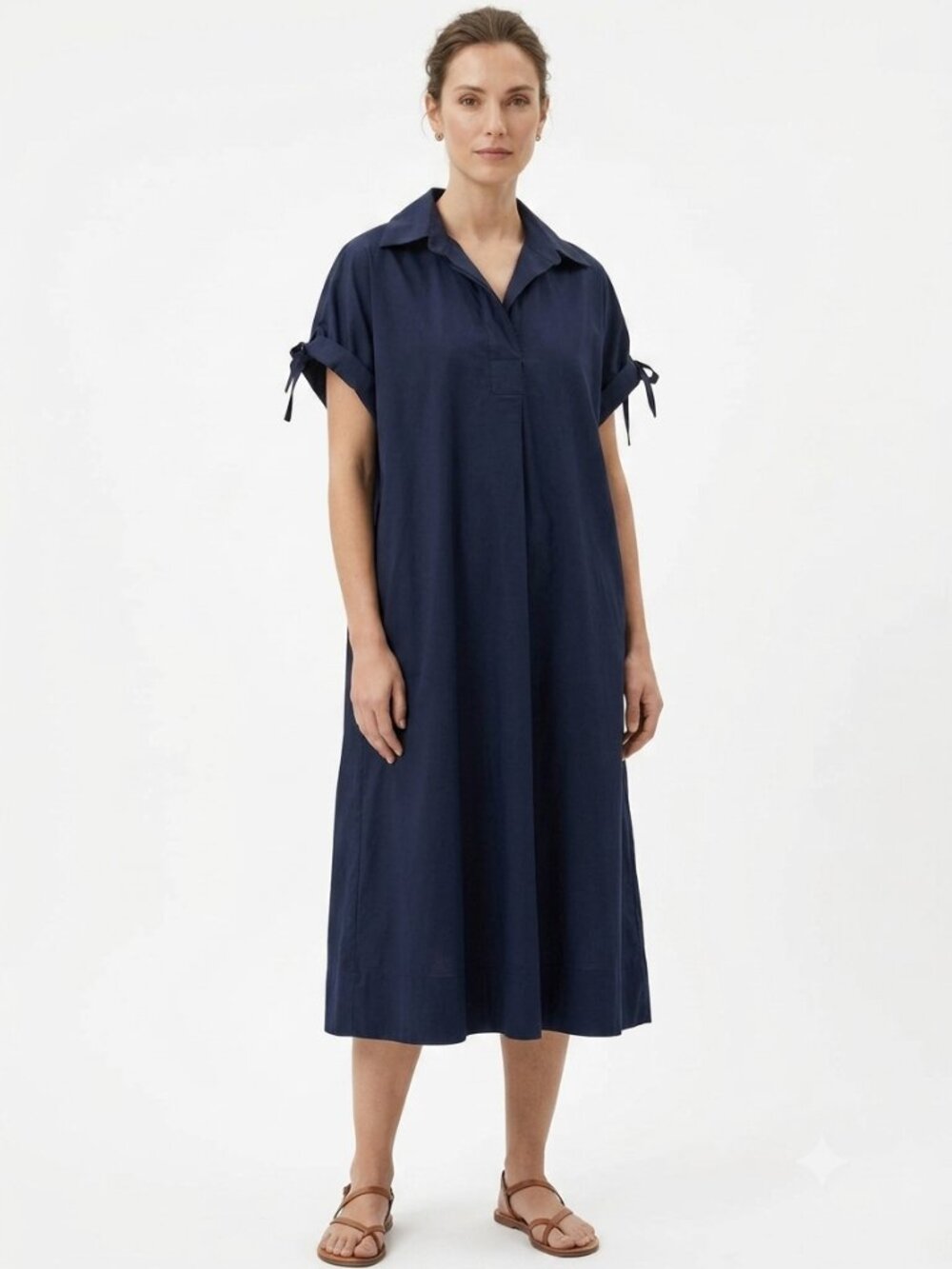 UCHUU NAVY SHORT SLEEVE SHIFT MIDI OVERSIZED DRESS - S